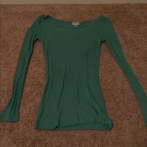 Mossimo Supply Co Green Fitted Long Sleeve Blouse